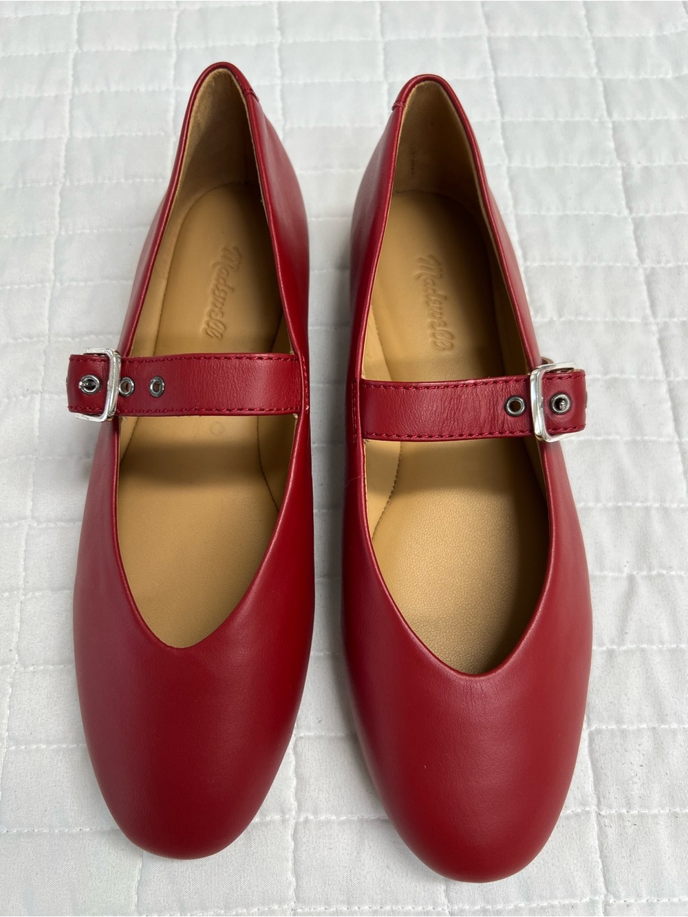 Madewell The Remy Mary Jane Flat in Ruby Port Red Leather Size 6 - Picture 7 of 10